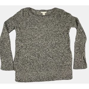 H&M Gray Black White Ribbed Wool Blend Long Sleeve Pullover Sz Med Casual